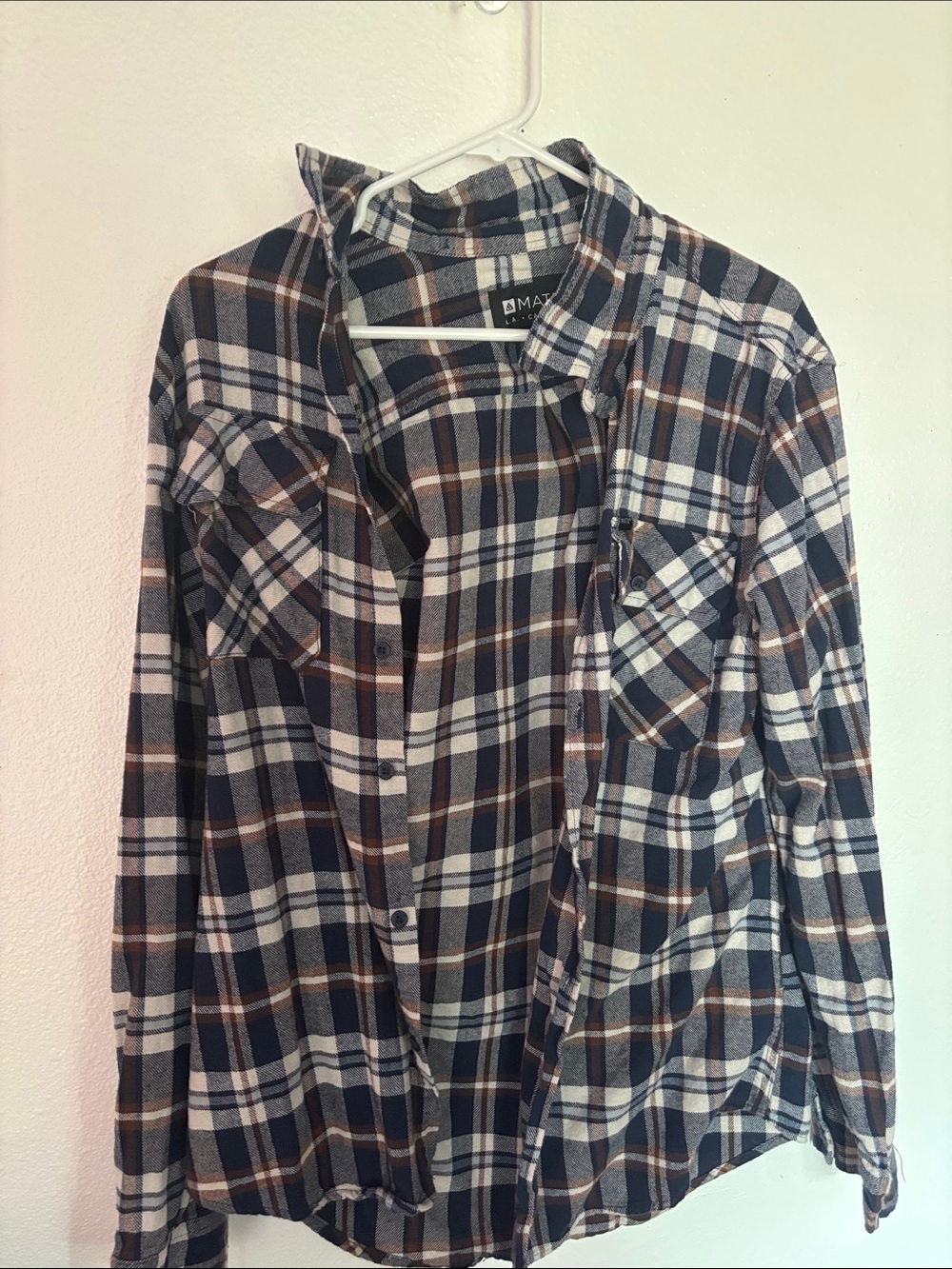 Matix Men's Plaid Button-Down Shirt - Navy, White & Brown